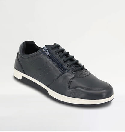 Pegasus Wide G Fit Leather Lace Trainer with Side Zip - MJ103